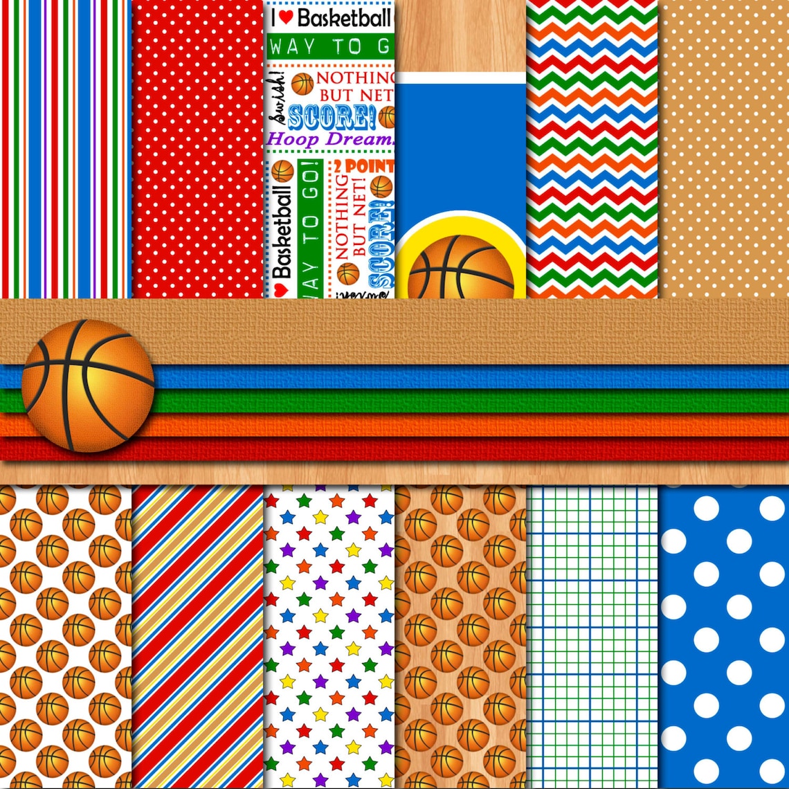 Digital Scrapbook Paper Basketball Paper Digital Basketball Etsy
