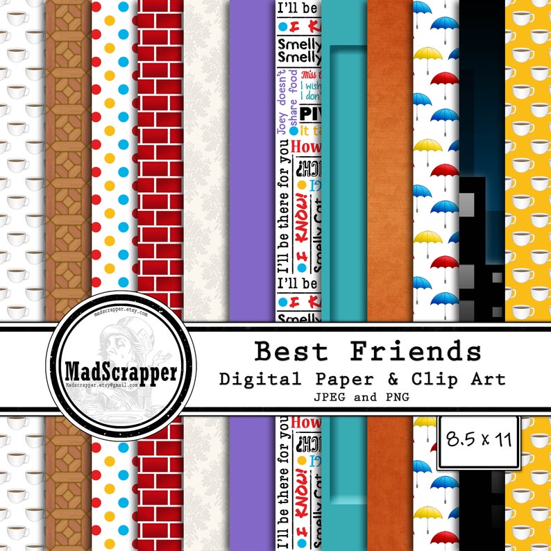 Digital Scrapbook Paper Best Friends Digital Best Friends Etsy