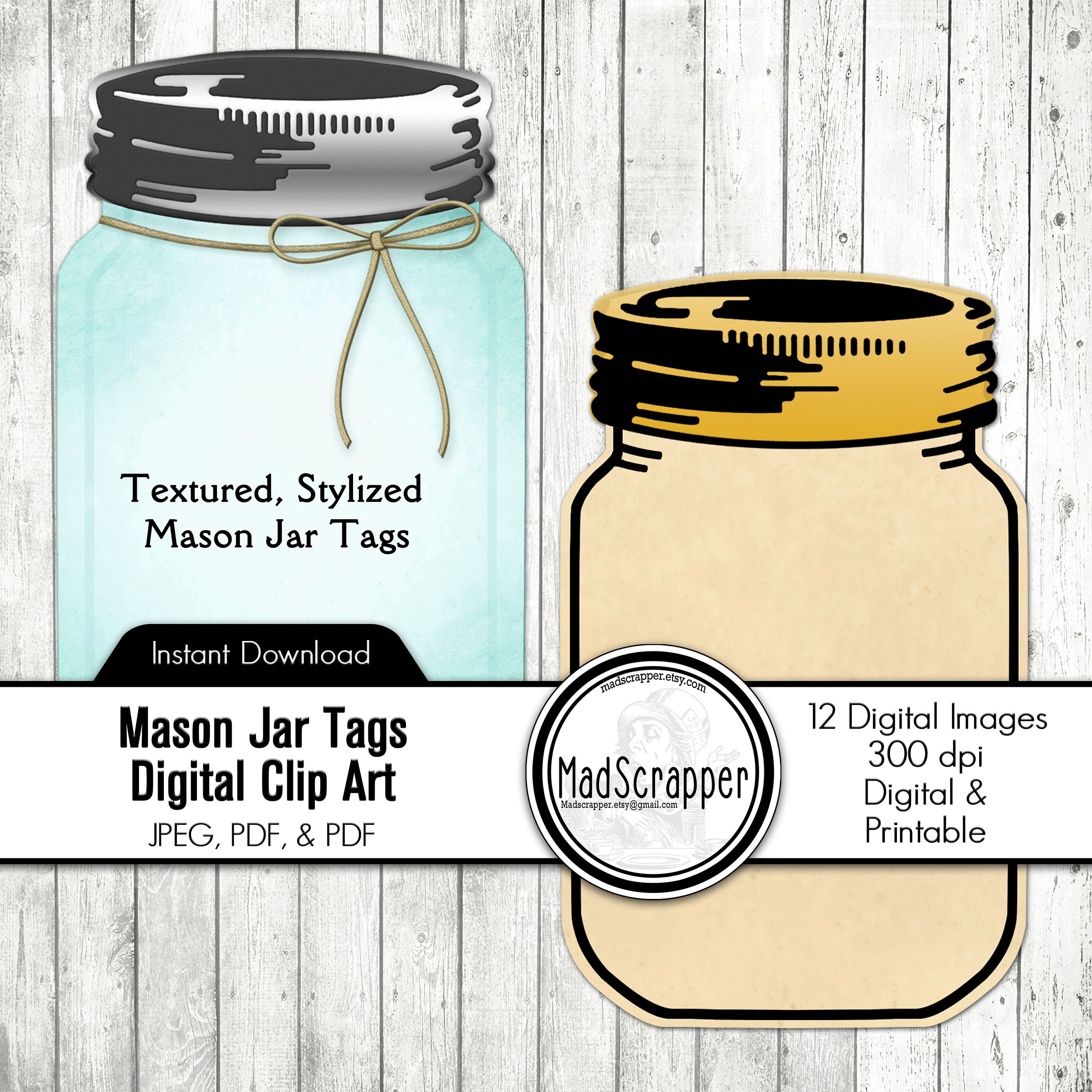 Buy Mason Jar Digital Tags Clip Art Mason Jar Images (JPEG, PDF, PNG)  Online in India - Etsy, image size:3000x3000