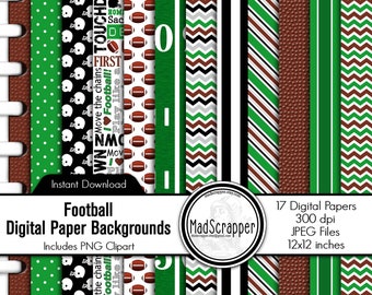 Digital Scrapbook Paper Digital Football Paper Background and Clipart Instant Download