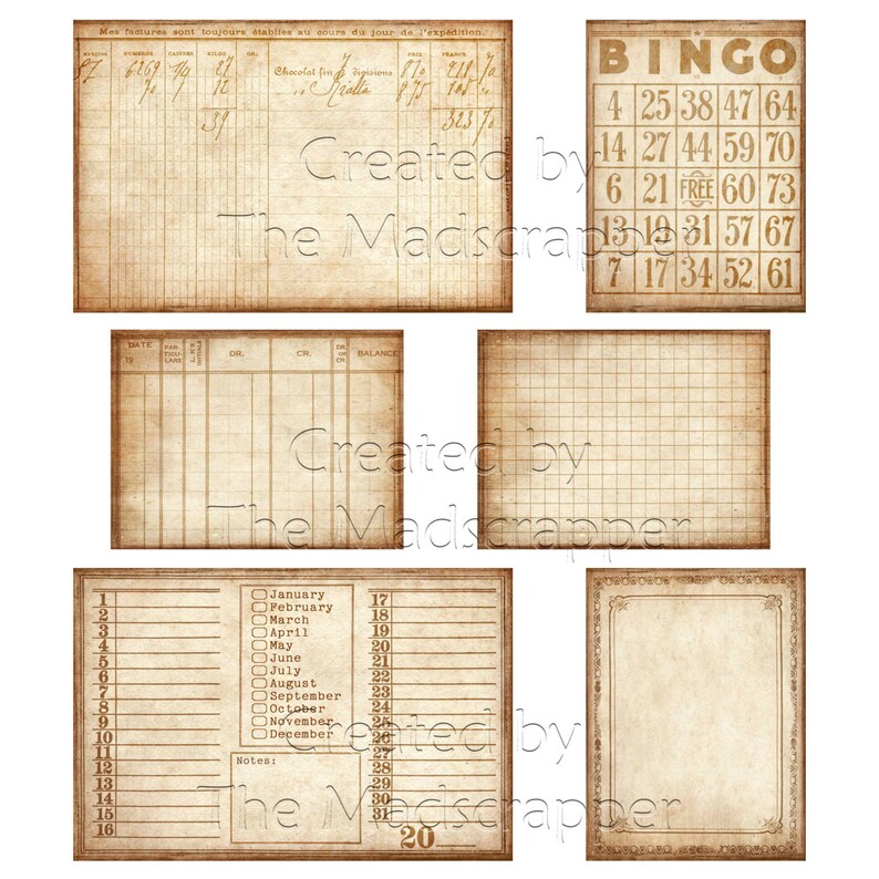 Digital Scrapbook Journal Cards Vintage Journal Cards 4 x 6 Etsy