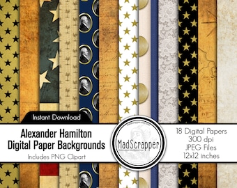 Alexander Hamilton-plakboekpapier: digitale Hamilton-papierachtergronden (digitale download)