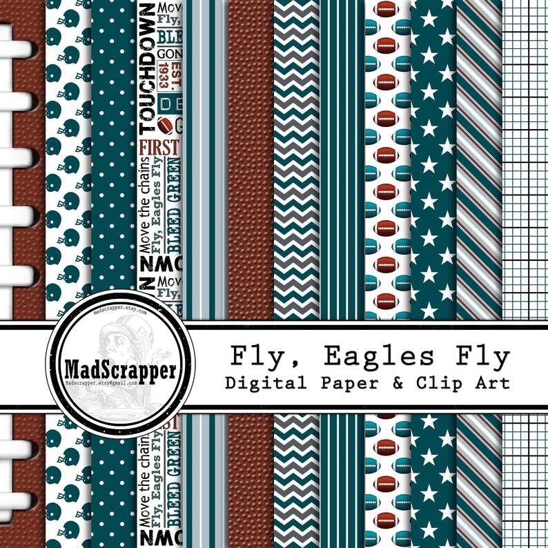 Digital Scrapbook Paper Philadelphia Eagles Colors Football - Etsy