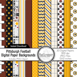 Pittsburgh Football Scrapbook Paper: Digital Football Paper and Clip Art (Digital Download)
