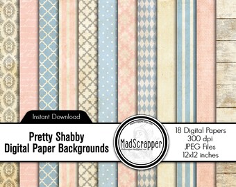 Shabby Distressed Scrapbook Paper: Digital Distressed Paper Backgrounds (Digital Download)