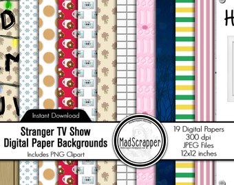 Stranger TV Show digitaal plakboek + clipart (digitale download)