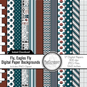 Philadelphia Football Colors Digital Scrapbook Paper (Digital Download)