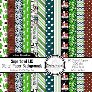 Papier numérique pour scrapbooking Philadelphia Football couleurs Super Bowl LIX papier Super Bowl papier arrière-plans et Clipart Instant Download