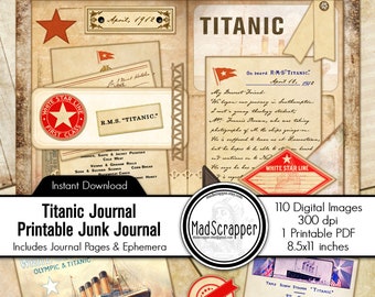 Titanic Voyage Junk Journal Kit: Vintage Ephemera Journal Kit (Digital Download)