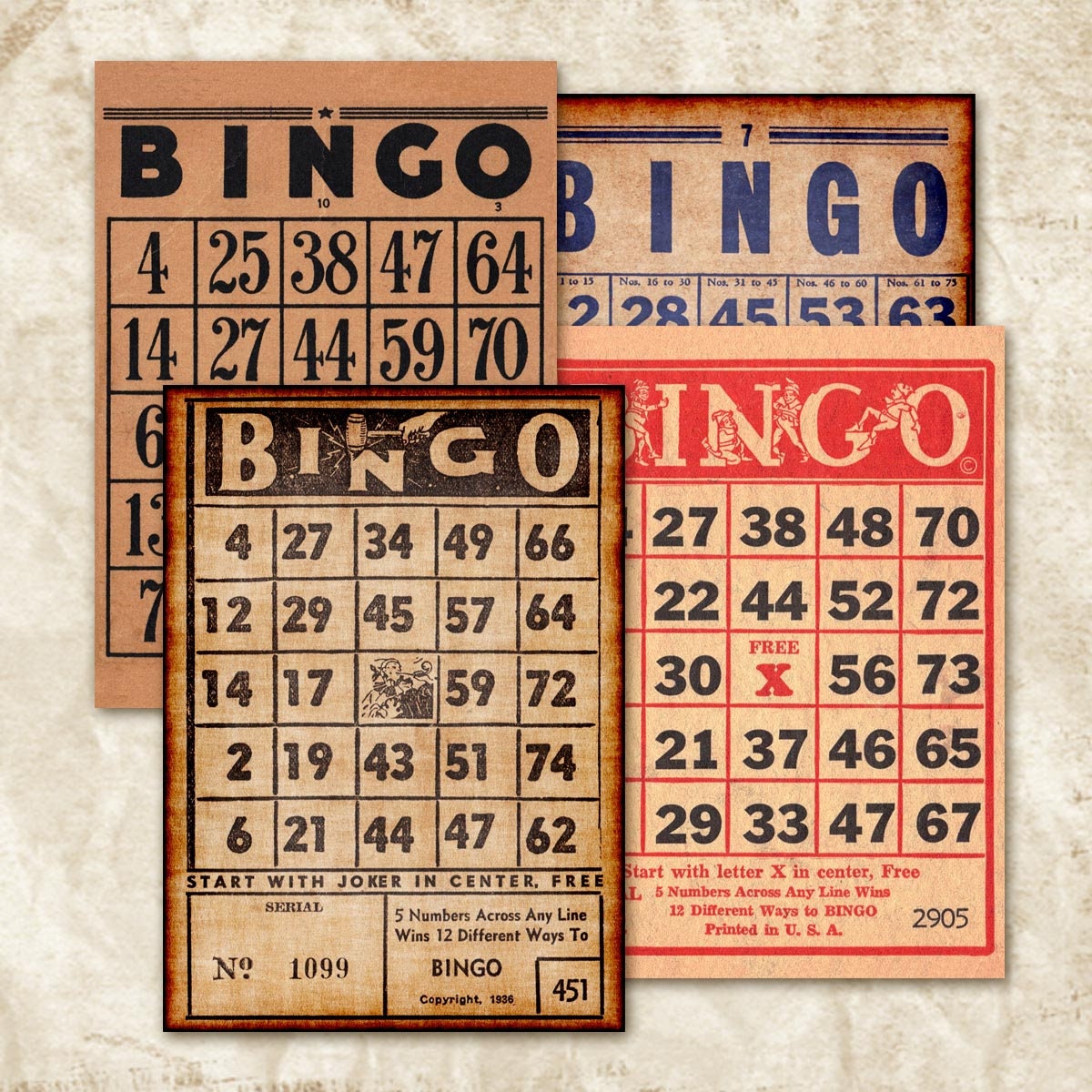Digitale Vintage Bingo Karten Vintage Bingo Druckbare Und Etsy