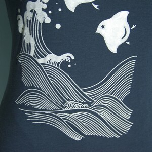 Japanese Chidori Bamboo T-Shirt Dress Screen Printed Hand Painted Made to Order image 6