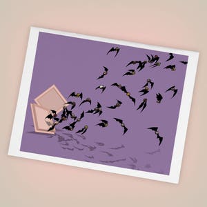 Tarjeta de felicitación en blanco con diseño de murciélagos de chocolate, tamaño A2