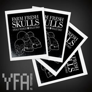 Tarjetas de felicitación en blanco con calaveras frescas de granja / Tarjeta de notas tamaño A2 / Juego de cuatro