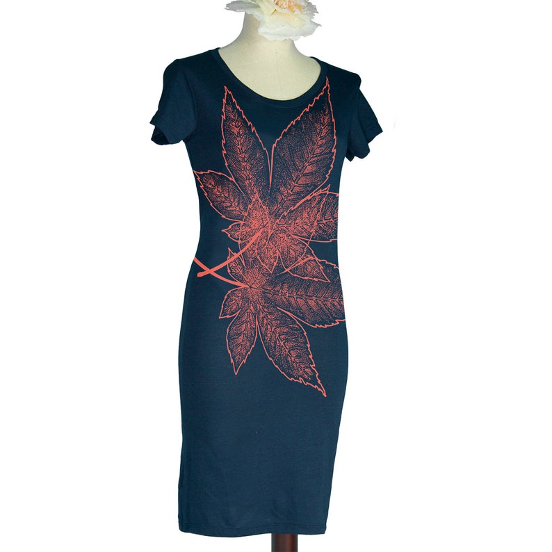 Maple Leaves T-Shirt Dress for Women Japanese Momiji Organic Bamboo Made to Order image 2
