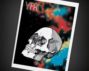 Cosmic Skull Single Greeting Card | Size A2 Mini Art | Made to Order in USA