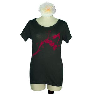 Bird and Blossoms Scoop Neck T-Shirt Organic Bamboo Black Graphic Tee image 2
