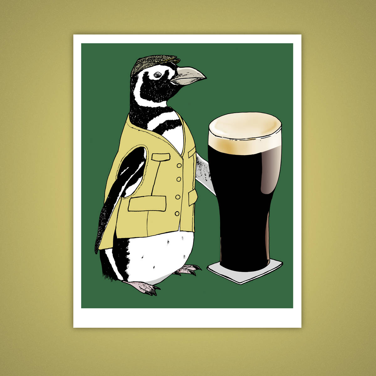 Beer Penguin 8x10 Wall Art Print / Ilustración Giclee / Tomaré una