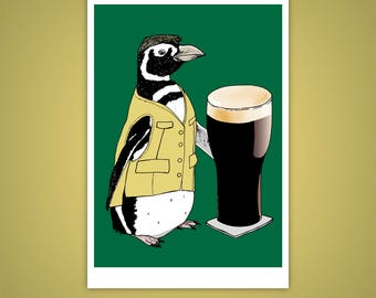 Beer Penguin 5x7 Art Print | Giclee Illustration | I'll Have a Pint