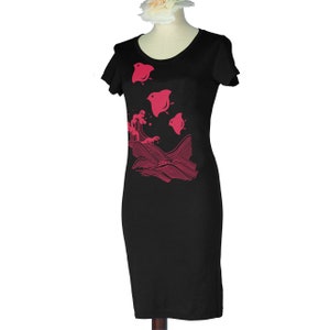 Japanese Chidori Bamboo T-Shirt Dress Screen Printed Hand Painted Made to Order image 2