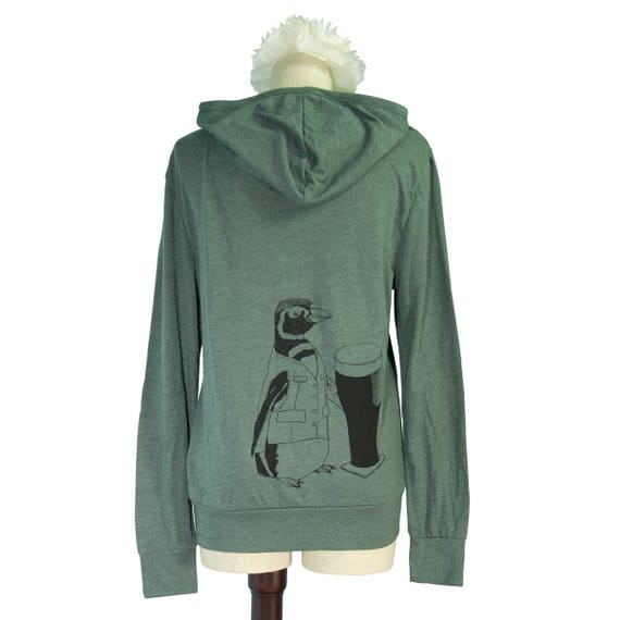 Pine Green Beer Penguin Lightweight Hoodie | Unisex Fit | I'll Have a Pint