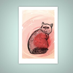 Exotic Shorthair Cat Art Print | Giclee Illustration