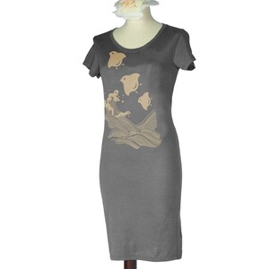 Japanese Chidori Bamboo T-Shirt Dress Screen Printed Hand Painted Made to Order image 8