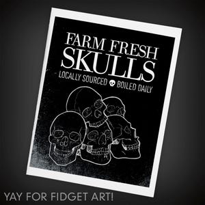 Tarjeta de felicitación en blanco con calaveras frescas de granja / Tarjeta de notas tamaño A2
