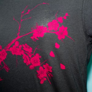 Bird and Blossoms Scoop Neck T-Shirt Organic Bamboo Black Graphic Tee image 4