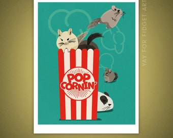 Popcornin' Chinchillas 8x10" Illustration Unframed Art Print