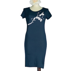 blue dress and high heels KYLIE SHIRT DRESS BIRD WING EMBROIDERY IN SILK/COTTON