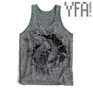 Fighting Koi Fish Tri-Blend Tank Top Made-To-Order in USA Gifts for Him or Her image 7