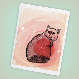 Pink Trippy Exotic Shorthair Cat Blank Greeting Card | for Cat Lovers | Made to Order in USA