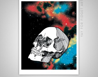 Cosmic Skull Giclee Illustration 8x10" Wall Art Print