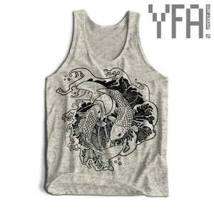 Fighting Koi Fish Tri-Blend Tank Top Made-To-Order in USA Gifts for Him or Her image 4