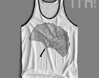 Ginkgo Leaf Tri-Blend Tank Top | Made-To-Order in USA | Nature Print Top