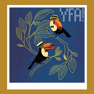 Tukan Balz 5x5 Illustration Giclee Art Print | Midcentury-inspiriert | LGBT Liebe Wanddekor | Auf Bestellung
