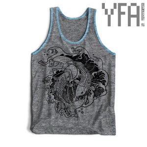 Fighting Koi Fish Tri-Blend Tank Top Made-To-Order in USA Gifts for Him or Her image 9