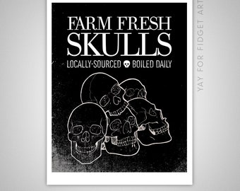 Farm Fresh Skulls 11x14 Illustration Giclee Art Print