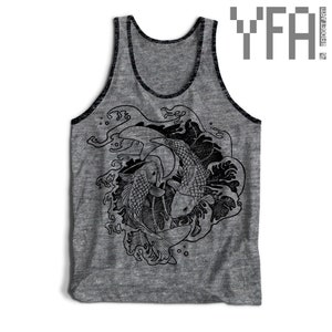 Fighting Koi Fish Tri-Blend Tank Top Made-To-Order in USA Gifts for Him or Her image 8