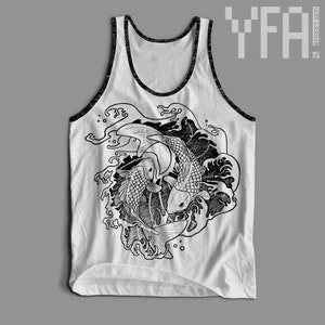 Fighting Koi Fish Tri-Blend Tank Top Made-To-Order in USA Gifts for Him or Her image 1