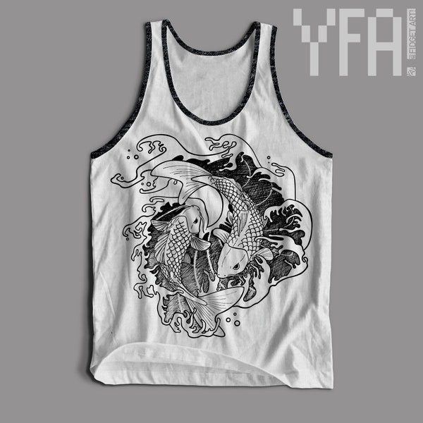 Fighting Koi Fish Tri-Blend Tank Top | Made-To-Order in USA | Gifts for Him or Her