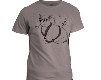 Retro Welsh Corgi Organic T-Shirt | Cinder Grey Tee | Bob Corgman | Gifts for Dog Lovers | Ready to Ship