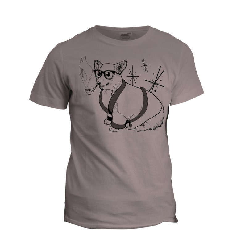 Retro Welsh Corgi Organic T-Shirt Cinder Grey Tee Bob Corgman Gifts for Dog Lovers Ready to Ship image 1