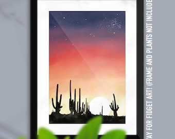 Sunset in the Desert 12x18 Art Print | Giclee Illustration | Digital Watercolor