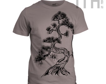 Japanese Pine Tree Organic T-Shirt | Cinder Grey Tee | Ready to Ship