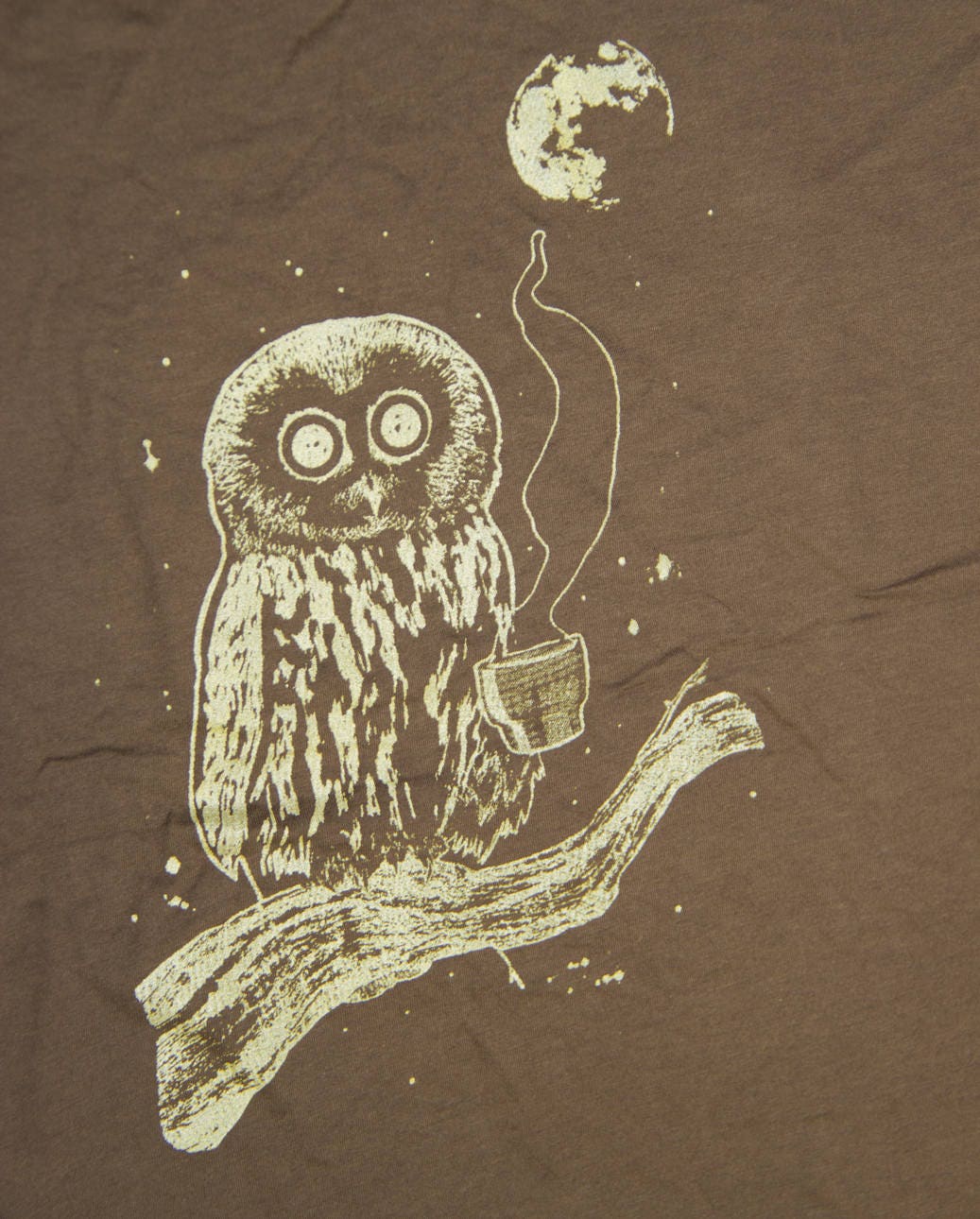 Coffee Owl Handprinted Organic Bamboo Infinity Scarf | Chocolate Brown