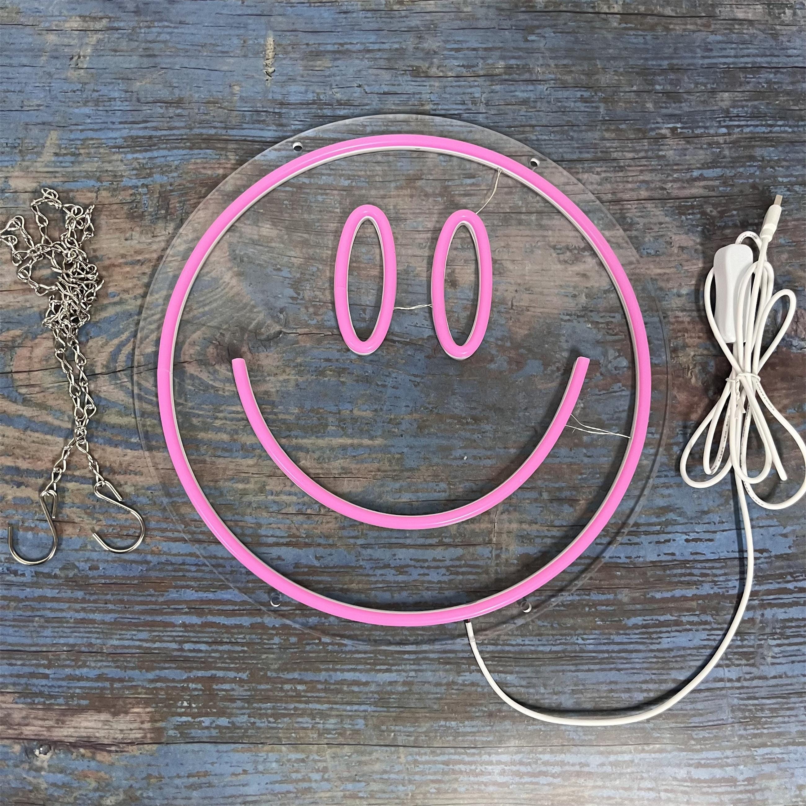 HULUBO Insegna al neon con faccina sorridente, cartello al neon in acrilico, per camera da letto, camera dei bambini, centro commerciale, bar, feste