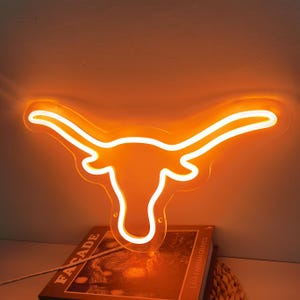 Placa de néon do Texas para decoração de parede, placa de néon LED com escurecimento remoto para quarto, placas de néon de chifre de boi para caverna do homem, presentes de Natal