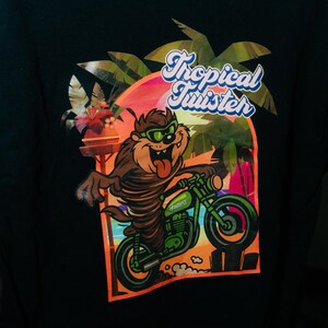 Tazmanian devil motorbike t-shirt streetwear miami vibes embroided