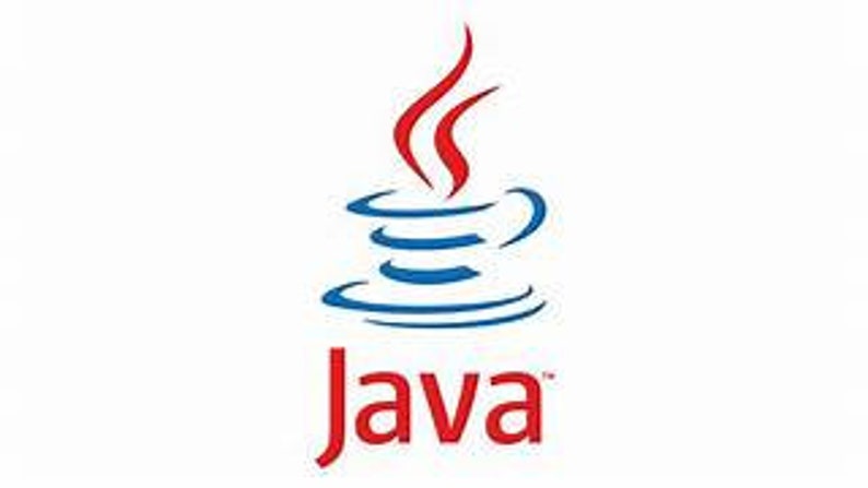 Może przedstawiać: Logo języka programowania Java przedstawia stylizowaną filiżankę kawy z unoszącą się parą. Słowo "Java" jest napisane na czerwono pod filiżanką.